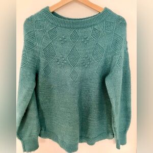 Vintage Teal Diamond Pattern Sweater